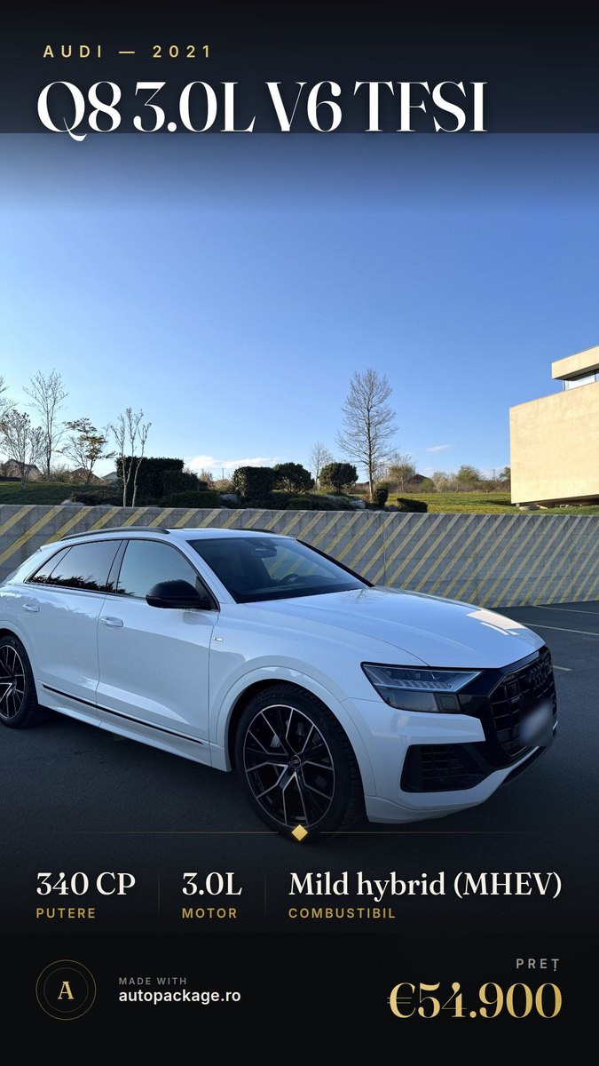 Card social Audi Q8 — preț și specificații